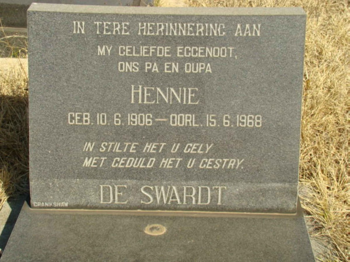 SWARDT Hennie, de 1906-1968