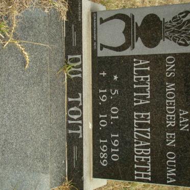 TOIT Aletta ELizabeth, du 1910-1989