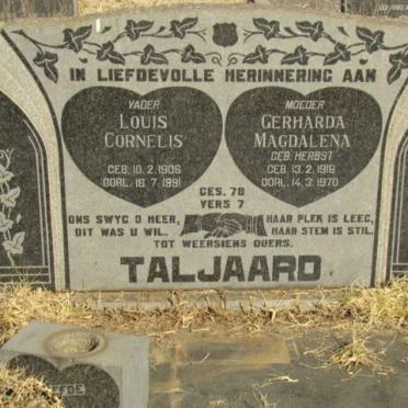 TALJAARD Louis Cornelis 1906-1991 &amp; Gerharda Magdalena HERBST 1916-1970