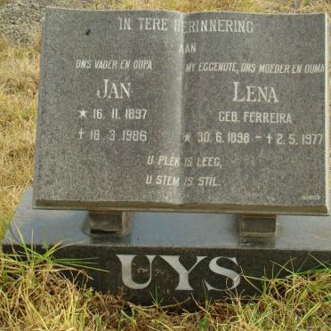UYS Jan 1897-1986 &amp; Lena FERREIRA 1898-1977