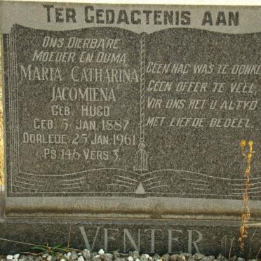 VENTER Maria Catharina Jacomina nee HUGO 1887-1961