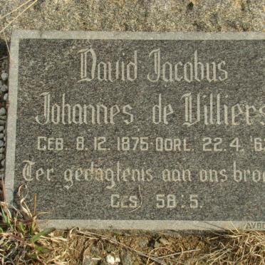 VILLIERS David Jacobus Johannes, de 1875-1963