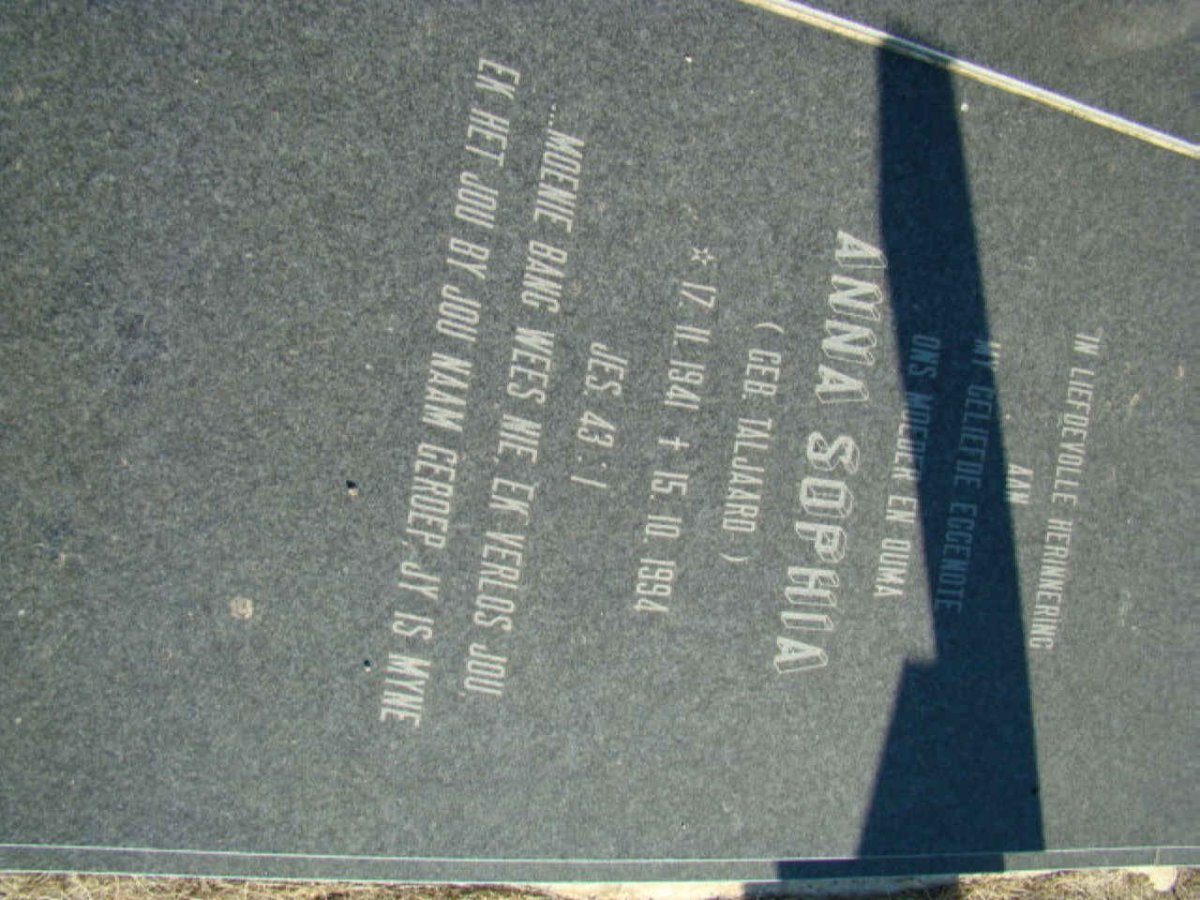 WILKINSON Anna Sophia nee TALJAARD 1941-1994