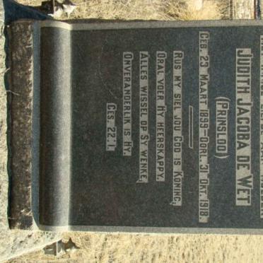 WET Judith Jacoba, de nee PRINSLOO 1899-1918