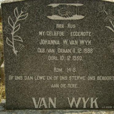 WYK Johanna W., van nee VAN GRAAN 1888-1950