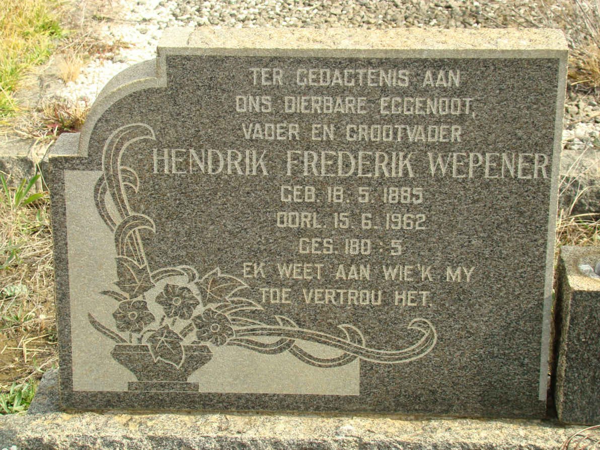 WEPENER Hendrik Frederik 1885-1962
