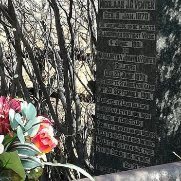 VENTER Nicolaas J.G. 1870-1901 &amp; Margaretha Johanna CILLIERS 1870-1901