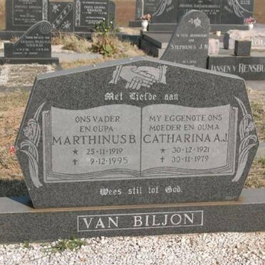 BILJON Marthinus B., van 1919-1995 &amp; Catharina A.J. 1921-1979