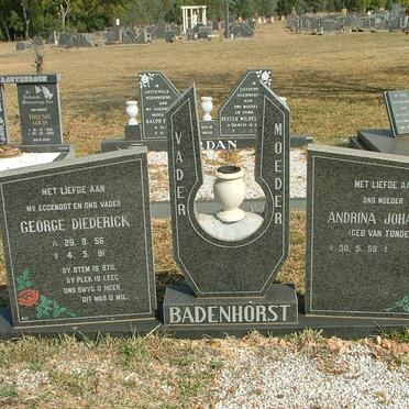 BADENHORST George Diederick 1956-1991 &amp; Andrina Johanna VAN TONDER 1958-