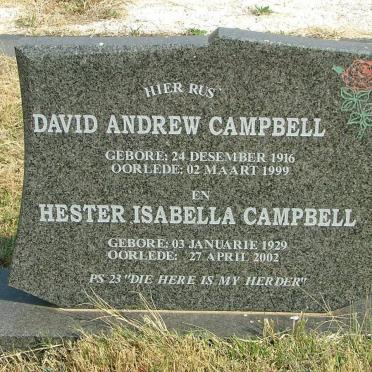 CAMPBELL David Andrew 1916-1999 &amp; Hester Isabella 1929-2002