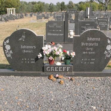 GREEFF Johannes 1914-1992 &amp; Johanna Petronella SPANN 1918-2005