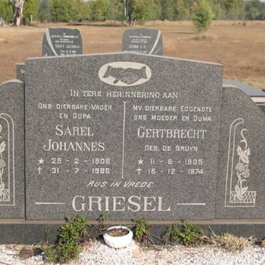 GRIESEL Sarel Johannes 1906-1985 &amp; Gertbrecht DE BRUYN 1905-1974