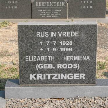 KRITZINGER Elizabeth Hermiena nee ROOS 1928-1999