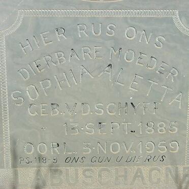 LABUSCHAGNE Sophia Aletta nee V.D. SCHYFF 1885-1959