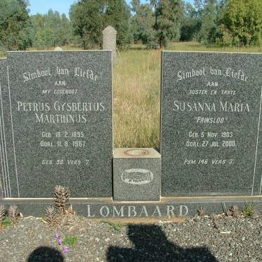 LOMBAARD Petrus Gysbertus Marthinus 1895-1967 &amp; Susanna Maria PRINSLOO 1903-2000