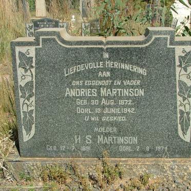 MARTINSON Andries 1972-1942 &amp; H.S. 1891-1974
