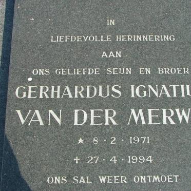 MERWE Gerhardus Ignatius, van der 1971-1994