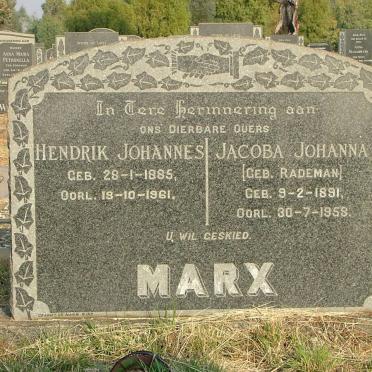 MARX Hendrik Johannes 1885-1961 &amp; Jacoba Johanna RADEMAN 1891-1958