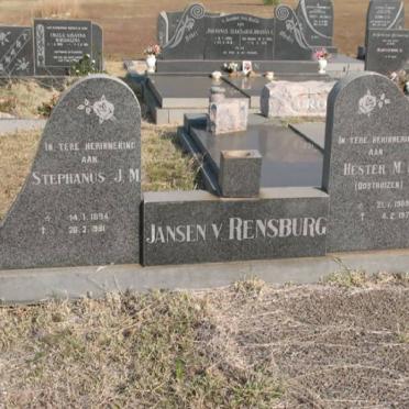 RENSBURG Stephanus J.M., Jansen v. 1894-1981 &amp; Hester M.I. OOSTHUIZEN 1900-1977