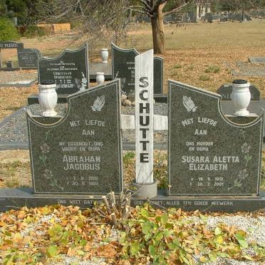 SCHUTTE Abraham Jacobus 1906-1993 &amp; Susara Aletta Elizabeth 1913-2001