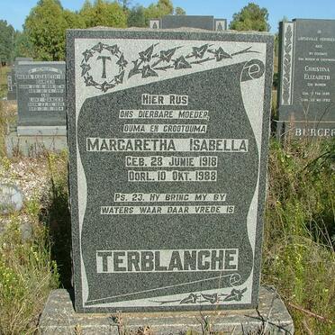 TERBLANCHE Margaretha Isabella 1918-1988