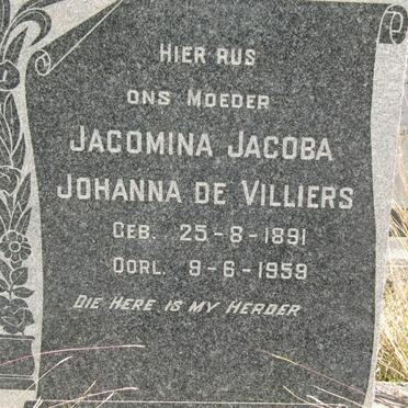 VILLIERS Jacomina Jacoba Johanna, de 1891-1959