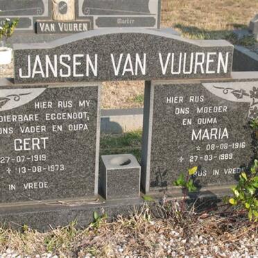 VUUREN Gert, Jansen van 1919-1973 &amp; Maria 1916-1989