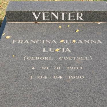 VENTER Francina Susanna Lucia nee COETSEE 1903-1990