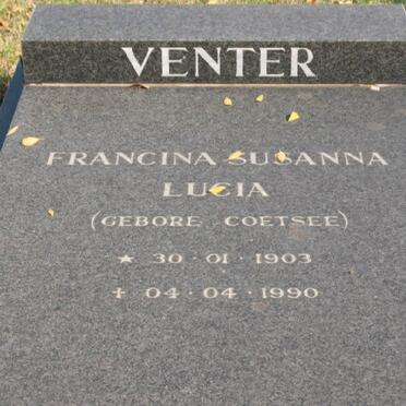 VENTER Francina Susanna Lucia nee COETSEE 1903-1990