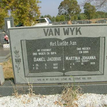 WYK Daniël Jacobus, van 1922-1992 &amp; Martina Johanna BOSMAN 1939-