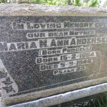 ANDERSEN Maria M. Ann nee PURCELL 1864-1946