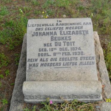 BEUKES Johanna Elizabeth nee DU TOIT 1874-1930