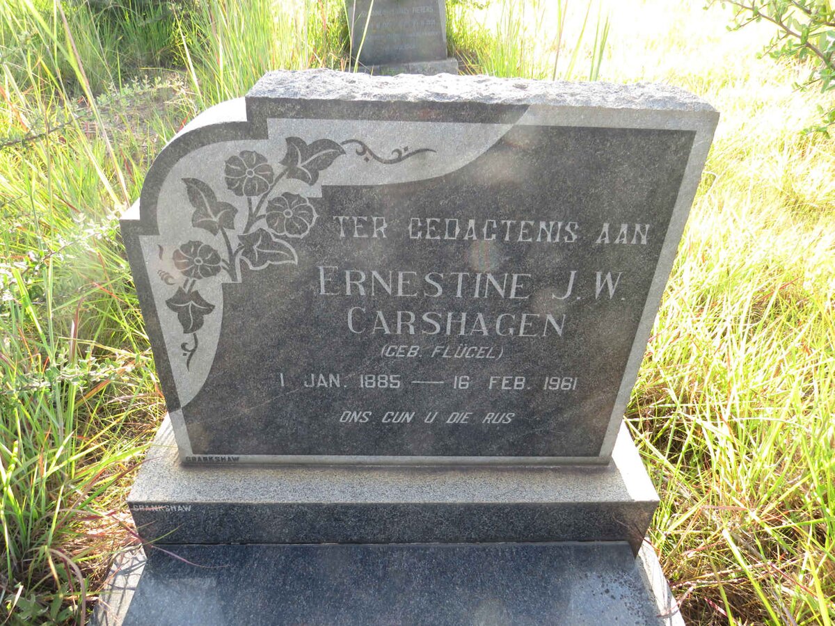 CARSHAGEN Ernestine J.W. nee FLUGEL 1885-1961