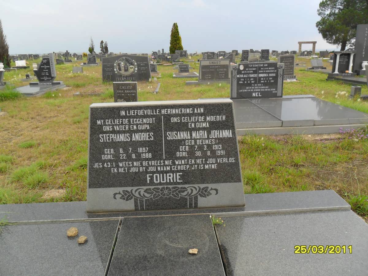 FOURIE Stephanus Andries 1897-1988 &amp; Susanna Maria Johanna BEUKES 1913-1991