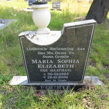FOURIE Maria Sophia Elizabeth nee SAAYMAN 1925-2006