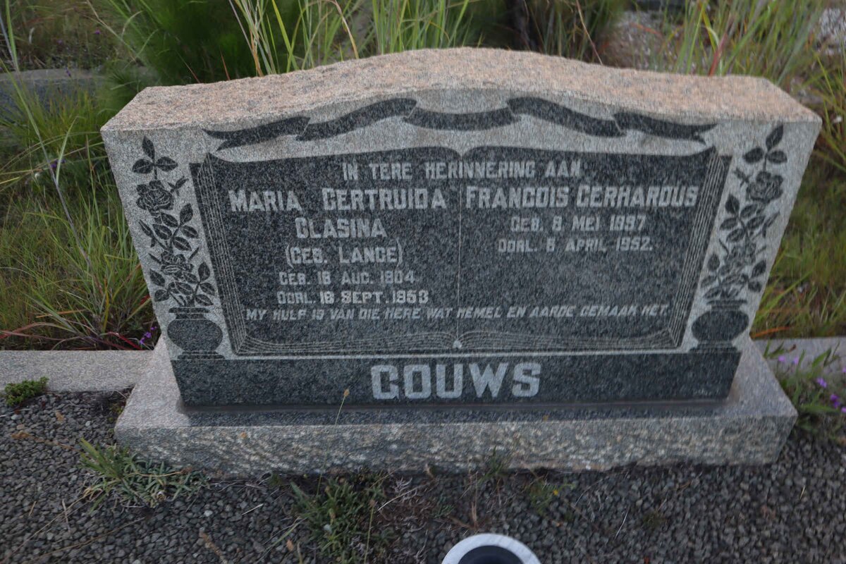 GOUWS Francois Gerhardus 1897-1952 & Maria Gertruida Clasina LANGE 1904-1953