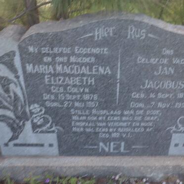 NEL Jan Jacobus 1874-1958 & Maria Magdalena Elizabeth COLYN 1878-1957