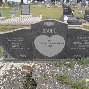 NAUDÉ Johannes Antonie 1910-1967 &amp; Christina Andrijetta Wilhelmina 1911-