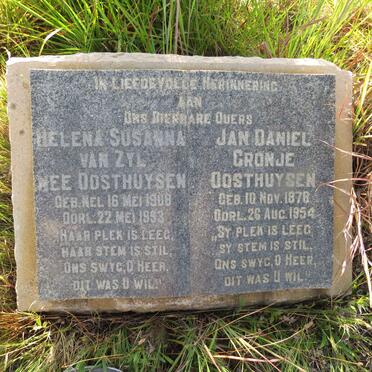 OOSTHUYSEN Jan Daniel Cronje 1878-1954 & Helena Susanna VAN ZYL nee NEL 1908-1953