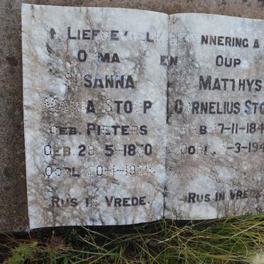 STOOP Matthys Cornelius 1842-1940 & Susanna Maria PIETERS 1850-1925