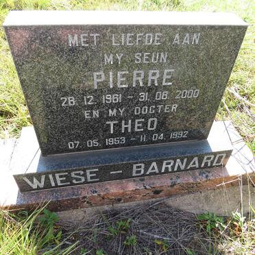 WIESE-BARNARD Pierre 1961-2000 :: WIESE-BARNARD Theo 1953-1992