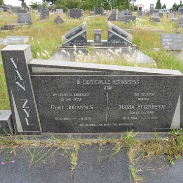 ZYL Gert Johannes, van 1894-1970 & Maria Elizabeth DE VILLIERS 1903-1975