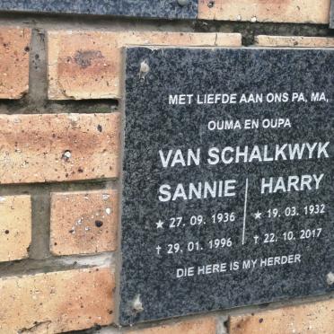SCHALKWYK Harry, van 1932-2017 &amp; Sannie 1936-1996