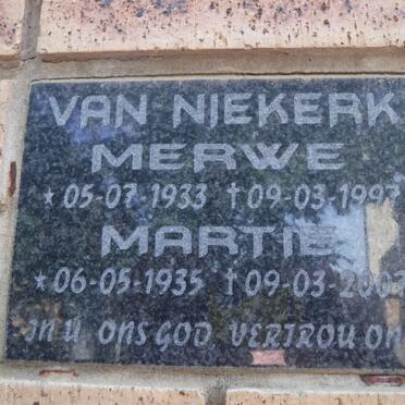 NIEKERK Merwe, van 1933-1997 &amp; Martie 1935-2007