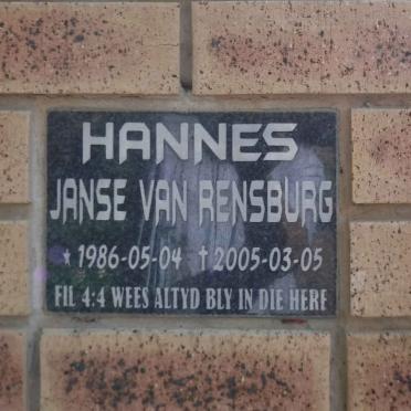 RENSBURG Hannes, Janse van 1986-2005