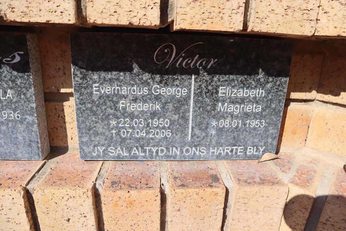 VICTOR Everhardus George Frederik 1950-2006 & Elizabeth Magrieta 1953-