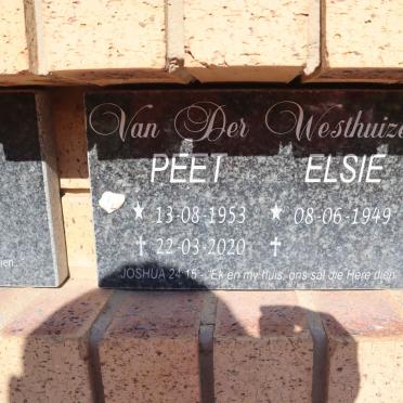 WESTHUIZEN Peet, van der 1953-2020 & Elsie 1949-