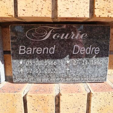 FOURIE Barend 1966-2022 & Dedre 1960