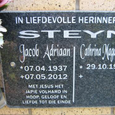 STEYN Jacob Adriaan 1937-2012 &amp; Cathrina Magdalena 1952-