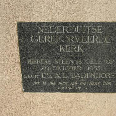 2. N.G. Kerk Welkom Gedenkplaat